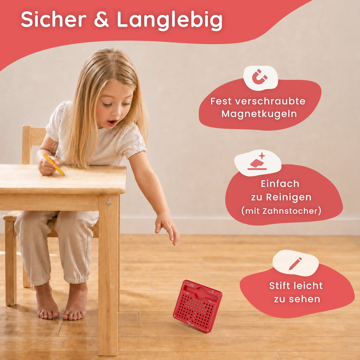 Magnetische Zeichentafel S Mini mit Kugeln – Magnetspiel ab 3 Jahren im Taschenformat für Wartezimmer & Alltag