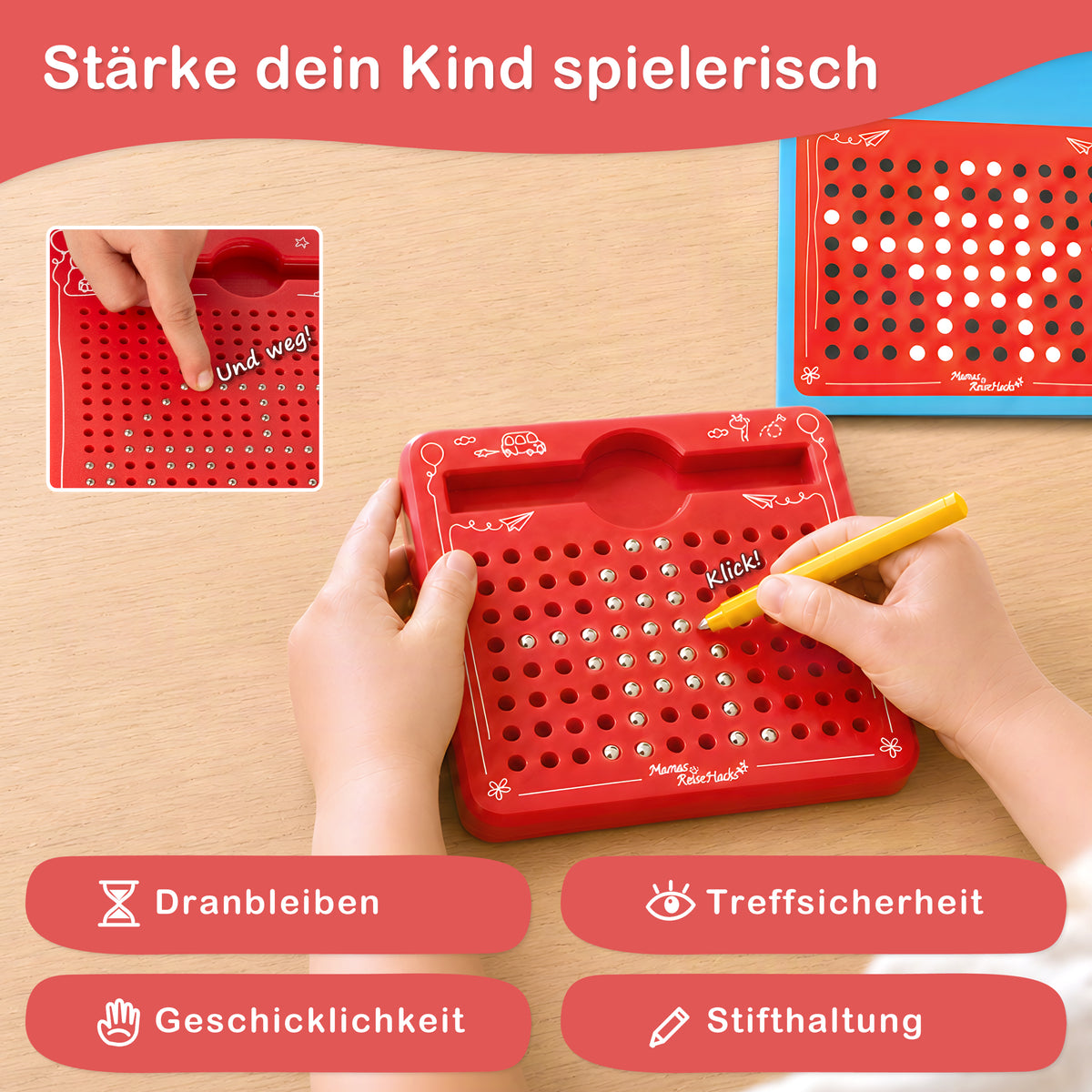 Magnetische Zeichentafel S Mini mit Kugeln – Magnetspiel ab 3 Jahren im Taschenformat für Wartezimmer & Alltag